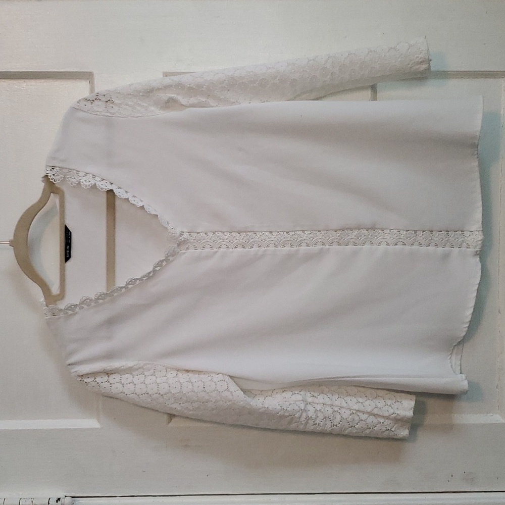 Shein Size S White Lace Detail Blouse